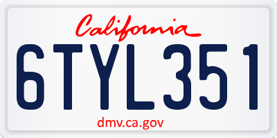 CA license plate 6TYL351