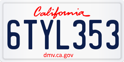 CA license plate 6TYL353