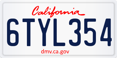 CA license plate 6TYL354