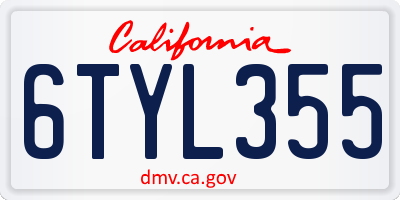 CA license plate 6TYL355