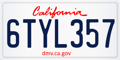 CA license plate 6TYL357