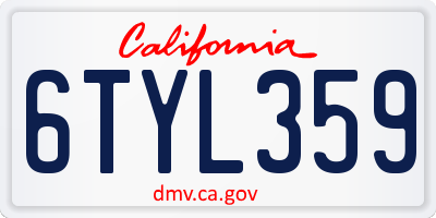 CA license plate 6TYL359