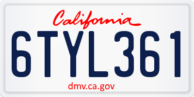 CA license plate 6TYL361