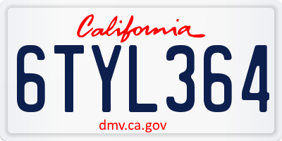 CA license plate 6TYL364
