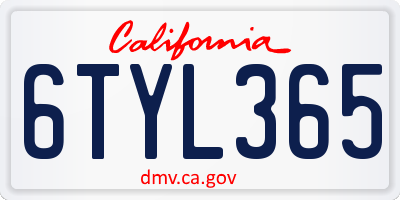 CA license plate 6TYL365