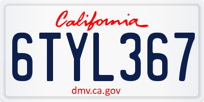CA license plate 6TYL367