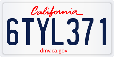 CA license plate 6TYL371