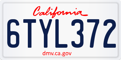 CA license plate 6TYL372