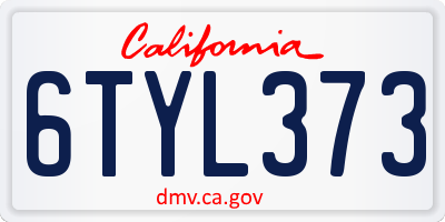 CA license plate 6TYL373