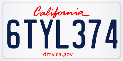 CA license plate 6TYL374