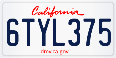 CA license plate 6TYL375