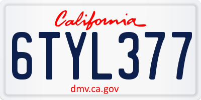 CA license plate 6TYL377