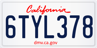 CA license plate 6TYL378