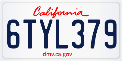 CA license plate 6TYL379