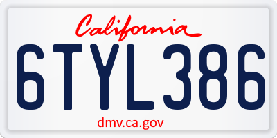 CA license plate 6TYL386