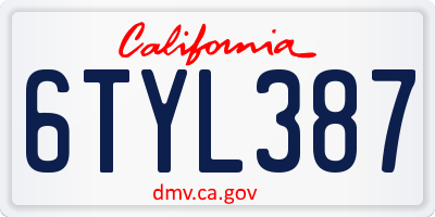 CA license plate 6TYL387