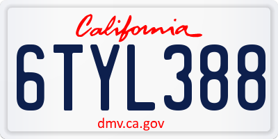 CA license plate 6TYL388