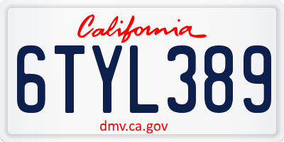 CA license plate 6TYL389