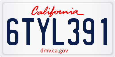 CA license plate 6TYL391