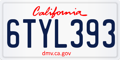 CA license plate 6TYL393