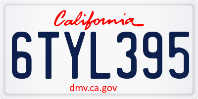 CA license plate 6TYL395