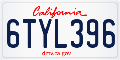 CA license plate 6TYL396