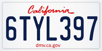 CA license plate 6TYL397