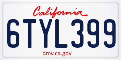 CA license plate 6TYL399