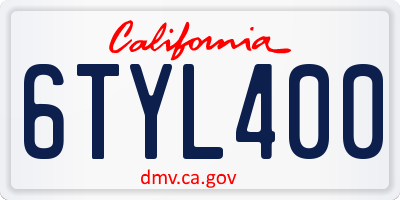 CA license plate 6TYL400