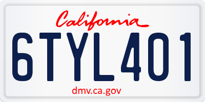 CA license plate 6TYL401
