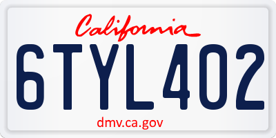 CA license plate 6TYL402