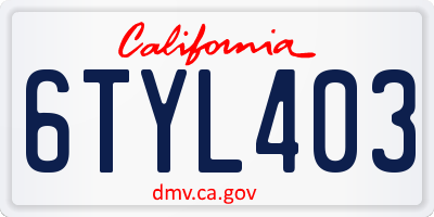CA license plate 6TYL403
