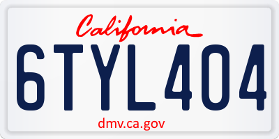 CA license plate 6TYL404