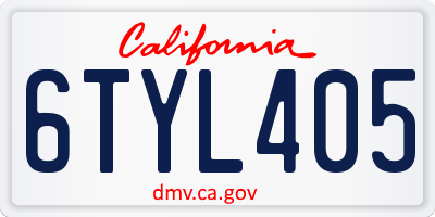 CA license plate 6TYL405