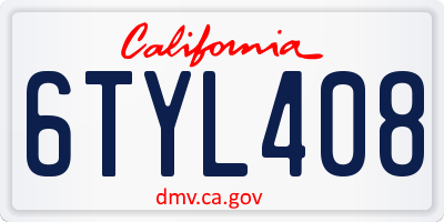 CA license plate 6TYL408