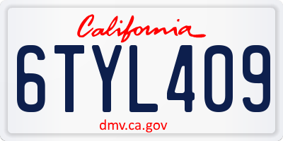 CA license plate 6TYL409