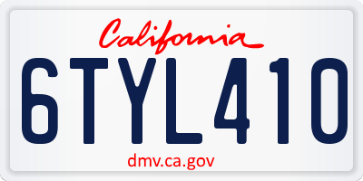 CA license plate 6TYL410