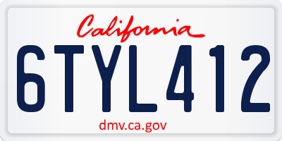 CA license plate 6TYL412