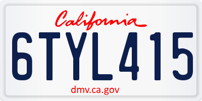 CA license plate 6TYL415