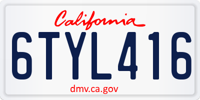 CA license plate 6TYL416