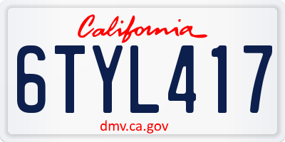 CA license plate 6TYL417