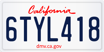 CA license plate 6TYL418