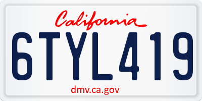 CA license plate 6TYL419