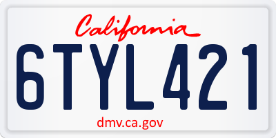 CA license plate 6TYL421
