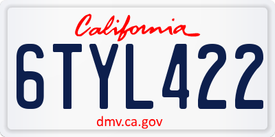 CA license plate 6TYL422