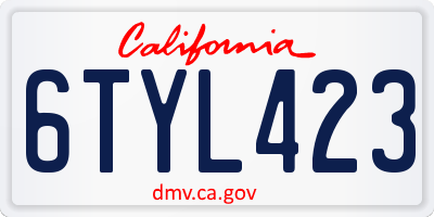 CA license plate 6TYL423