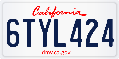 CA license plate 6TYL424
