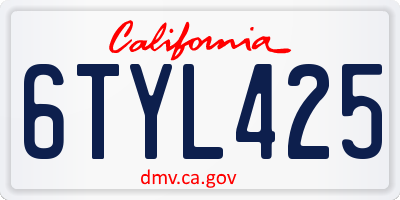 CA license plate 6TYL425