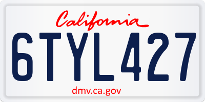 CA license plate 6TYL427