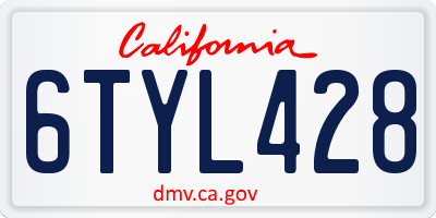 CA license plate 6TYL428